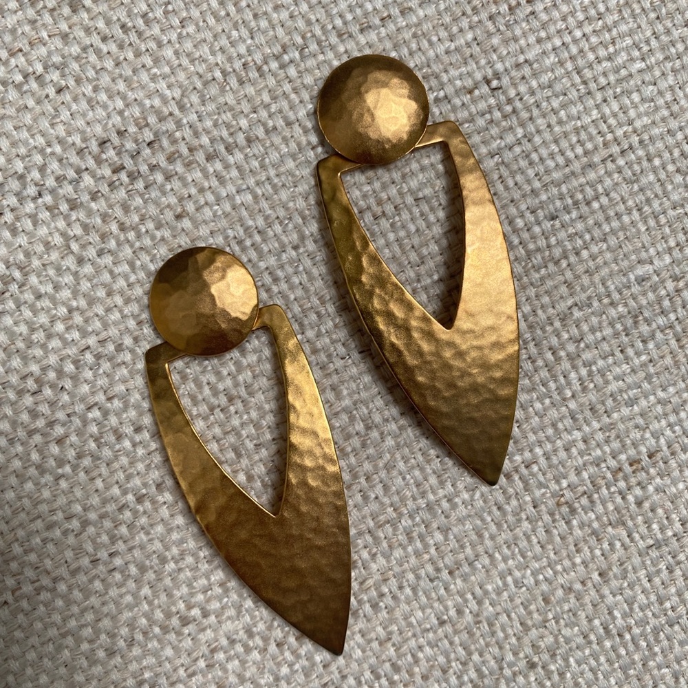 Vintage large gold tone earrings